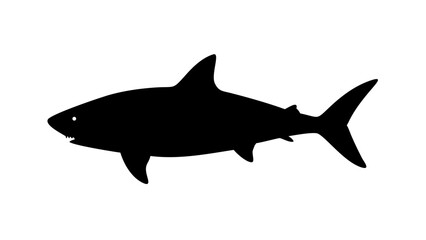 Fototapeta premium Vector art of silhouette of a great white shark, a formidable predator of the ocean, showcasing its powerful jaws and sleek body in a minimalist design