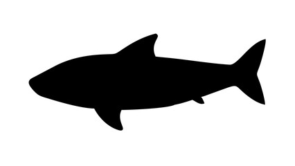 Vector art of shark silhouette, depicting a sleek and powerful marine predator swimming in the ocean, a symbol of the underwater world