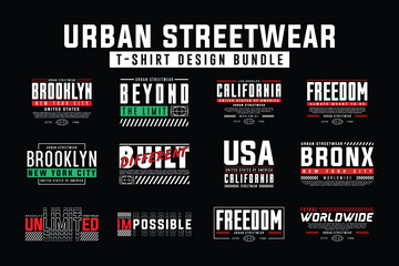 Retro Urban Culture Streetwear Typography Graphic T-Shirt Design Pack