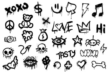 Set of icons Halloween party, happy Halloween 