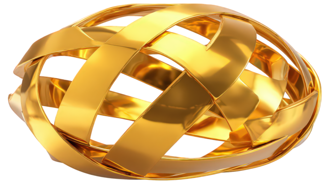 Golden Abstract Sphere with Intertwined Bands