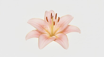 Naklejka premium 柔らかな光を浴びて咲く淡いピンクのユリ 美しい花びらの質感. AI Generated