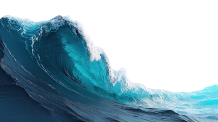 Ocean Wave with Turquoise Crest and Foam on Transparent Background