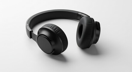 黒ヘッドホン 柔らかな光 シンプルデザイン 快適装着感. AI Generated