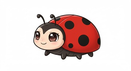 Obraz premium 愛らしいテントウムシ、柔らかな光を浴びて微笑む. AI Generated