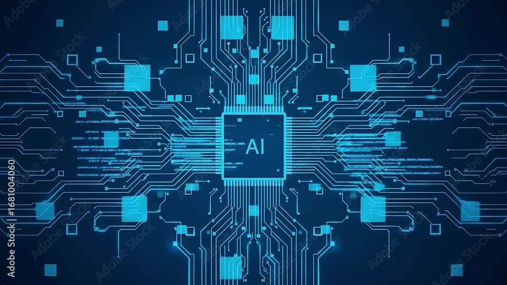 Aufkleber artificial intelligence ai computer chip technology futuristic concept digital circuit board backgro