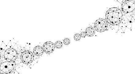 A series of connected circles and dots forming a network pattern