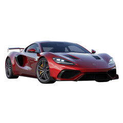 Red sports car isolated on transparent background, a symbol of speed and luxury