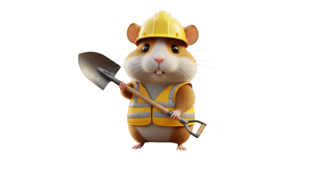Hamster construction worker with shovel