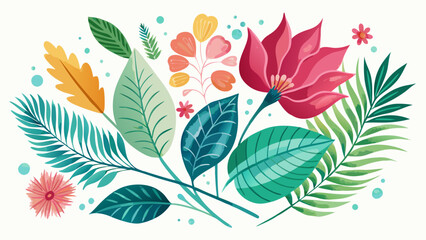 Obraz premium Vector art of watercolor floral bouquet with colorful flowers and leaves for decoration and design element