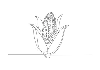 Single Line Drawing of Corn on the Cob
