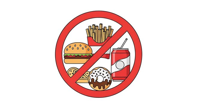 Say no to unhealthy cravings with this striking visual, perfect for health campaigns, nutritional guides, and promoting wellness initiatives. A powerful symbol of healthy choices.