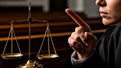 Side position, close up, Videos, court and law themes, expressions shut up with legal scales, lawyers, crime, social issues,  