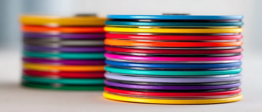 Pile of Vibrant Music Discs
