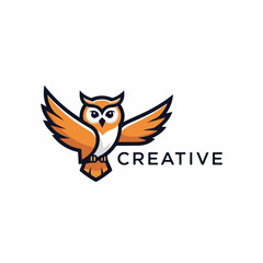 Obraz premium owl logo animal simple line vector, Simple owl head logo design icon cute animal vector owl logo vector ,Cute Owl Icon Representing Nocturnal Wildlife, Forest Creatures