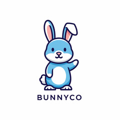 Fototapeta premium A cute cartoon bunny with pink ears holds a colorful Easter egg in this happy spring holiday vector illustration