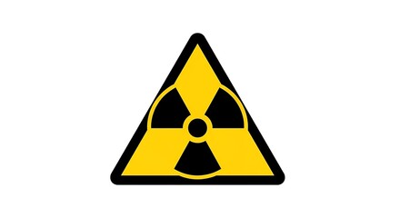 Caution radioactivity hazard symbol in yellow and black offering a stark warning, ideal for science, safety, and industrial contexts, signaling potential danger