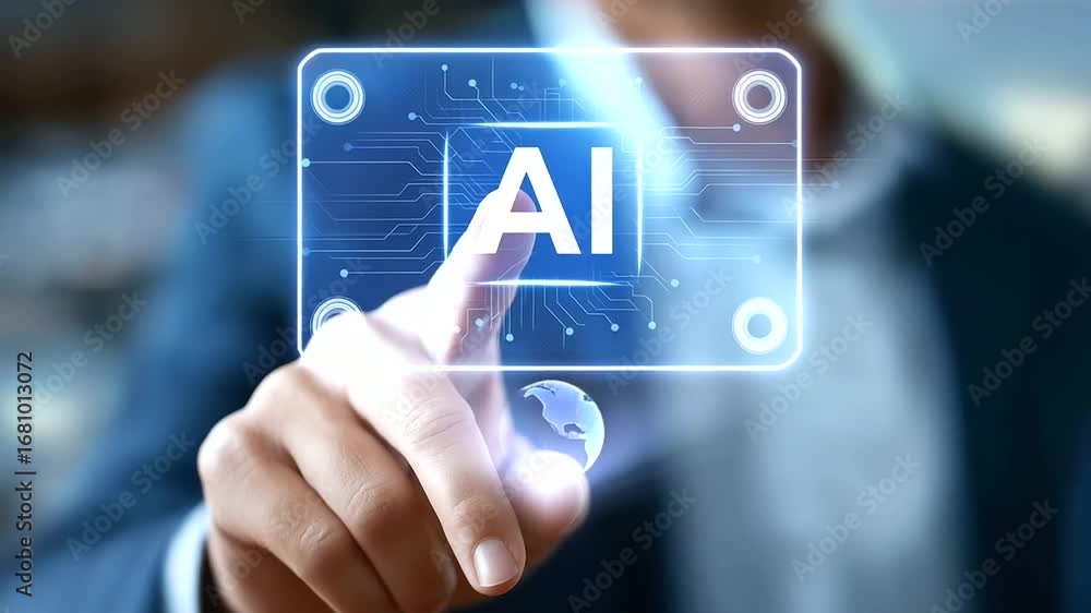 Poster team of professionals works on futuristic ai system showcasing decision-making through a dynamic hol