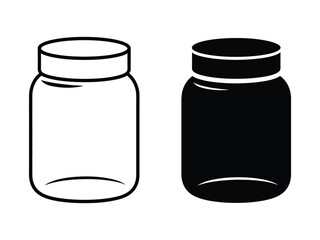 Jar or glass container icon set vector. food preserve symbol vector