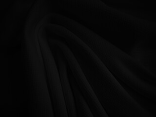 Fototapeta premium Black crumpled fabric texture. Dark folded cloth background