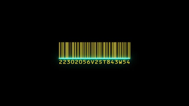 Bar code animation with laser beam. Laser beam barcode scanning motion graphics. Laser beam barcode scanner 4k video footage.