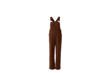 Brown denim overalls with silver clasps and straps dungarees fabric