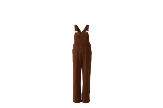 Brown denim overalls with silver clasps and straps dungarees fabric