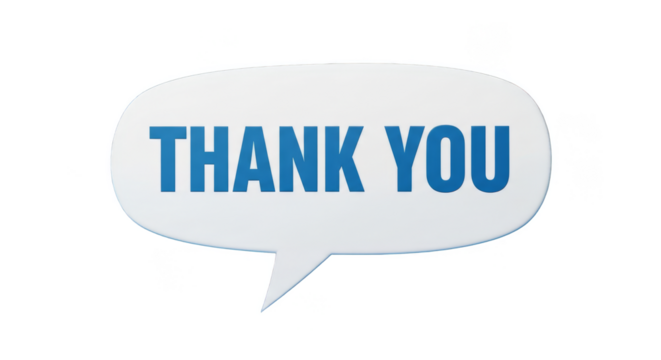 Thank You bubble floats in void