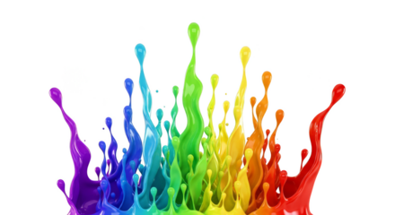 Vibrant rainbow paint splashes against darkness