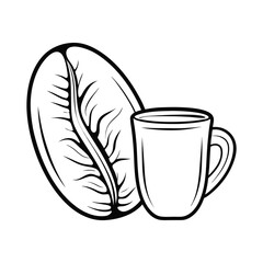 Coffee Bean Outline Vector Icon &ndash; Minimal Cafe and Beverage Silhouette for Espresso, Latte, and Coffee Shop Logo Design