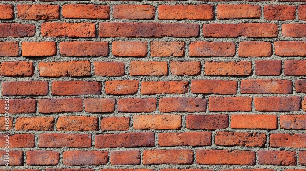Poster a close-up view of a textured brick wall showcasing a pattern of red bricks and mortar.
