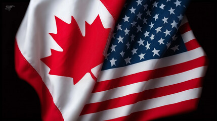 Canada usa flag waving american canadian flags north america relations