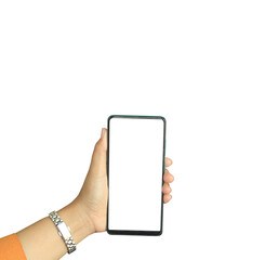 Hand Holding a Smartphone with a Blank Screen