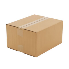 Brown cardboard shipping box isolated object for packaging and delivery logistics transparent background