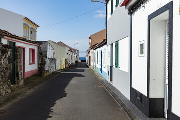 Costal town with small houses in San Miguel island Azores, Portugal