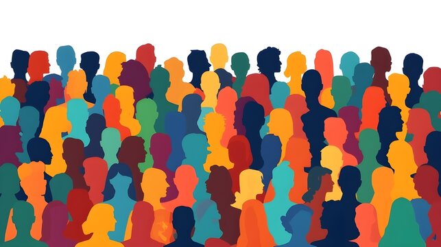 crowd of multicolor abstract people isolated on a white background horizontal 