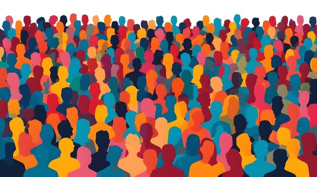 crowd of multicolor abstract people isolated on a white background horizontal 