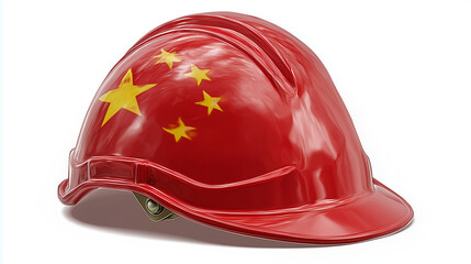 Fototapeta premium China flag hard hat construction safety helmet chinese worker equipment