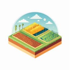 Isometric Illustration Of Different Farmlands