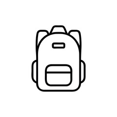 Black Line Drawing of a Backpack on a White Background
