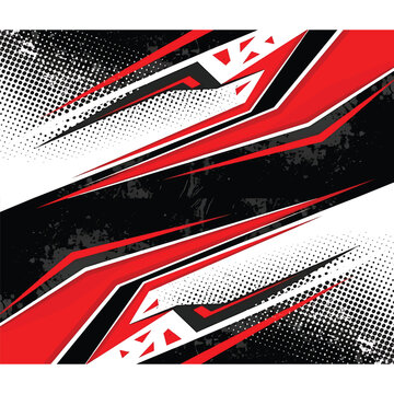 Modern abstract background for car wraps or racing events with sharp red and white graphics on a black base vector illustration