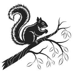 squirrel holding an acorn silhouette