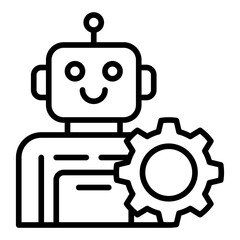 Bot settings icon. AI configuration symbol. Chatbot system adjustment collection. Outline icon