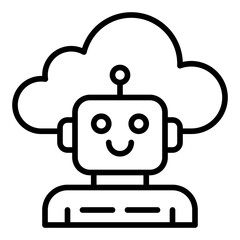 Cloud AI icon. Artificial intelligence cloud symbol. Virtual assistant storage and data guide. Outline icon