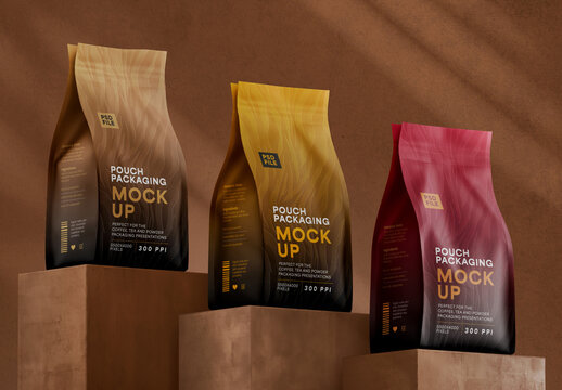 Matte Stand-up Pouch Mockup for Packaging Design and Retail Branding