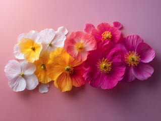 Fototapeta premium Colorful flowers arranged beautifully on a soft background.