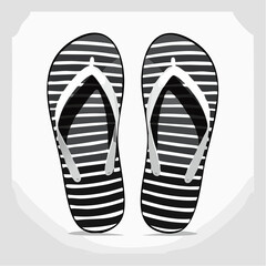 Striped flip flops Vector Image. Black and white Striped flip flops Vector Image isolated on white background