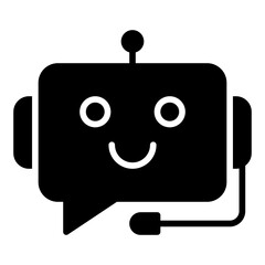 AI support icon. Artificial intelligence help symbol. Virtual assistant and customer service collection. Glyph Icon