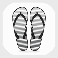 Striped flip flops Vector Image. Black and white Striped flip flops Vector Image isolated on white background