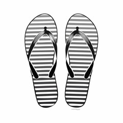 Striped flip flops Vector Image. Black and white Striped flip flops Vector Image isolated on white background